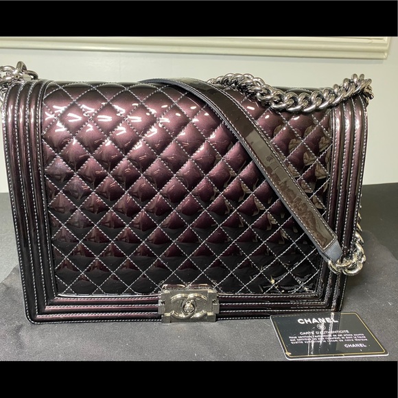 Chanel Dark Brown Bronze Quilted Patent - Picture 1 of 3